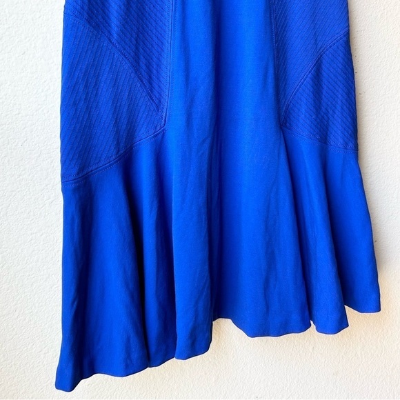 Diane Von Furstenberg Carla Sleeveless Flared-Hem Blue Drop Waist Sheath Dress 8 - Picture 7 of 16